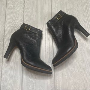 PAOLO CORELLI WOMENS BLACK BRAZILIAN LEATHER  HIGH HEEL ANKLE BOOTIES SIZE 8